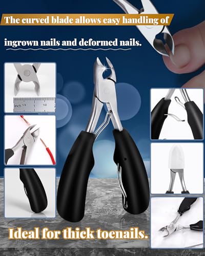 Tisojpod 5Pcs Toenail Clippers Set for Ingrown Toenail & Thick Toenails,Nail Clippers Set for Seniors Men Women,Ingrown Toenail Clippers,Professional Heavy Duty Toenail Clippers for Thick Toenails