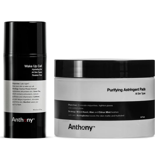 Anthony Refresh Duo Witch Hazel Pads Pore Cleaner: 60 Count, Purifying Astringent Cleansing Toner Pads and Wake Up Call