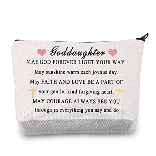 CMNIM Goddaughter Gifts Makeup Bag Goddaughter Religious Gifts Goddaughter Cosmetic Bag Zipper Pouch May God Forever Light Your Way (Goddaughter Bag)