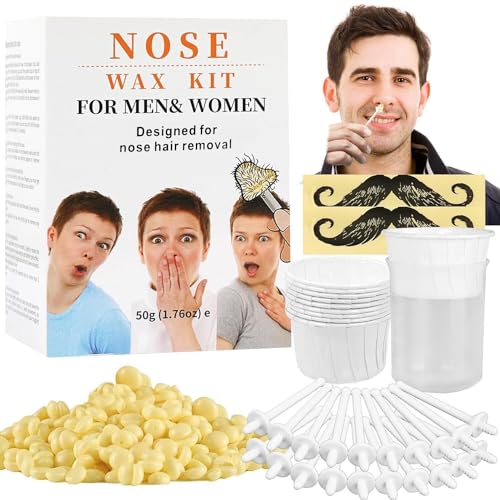 Nose Wax Kit from CoFashion 50g Wax for Nose Hair Removal, Nose Waxers Nose Wax Kit for Men Ear Hair Waxing Kit with 20 Applicators Nose Hair Remover Waxing Kit, 10 Paper Cups