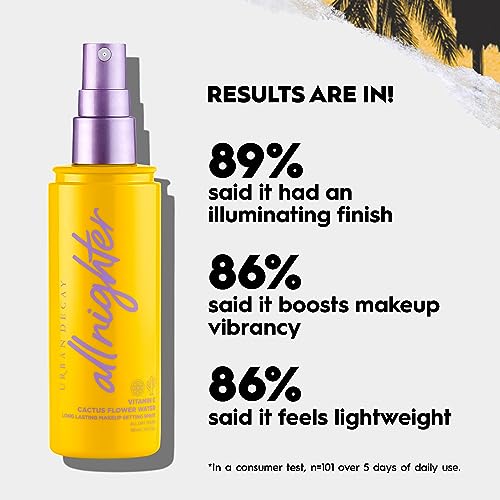 Urban Decay All Nighter Vitamin C Hydrating Makeup Setting Spray for Face (Travel Size), Transfer-Resistant, Waterproof, 16 HR Wear, Vitamin C & Cactus Flower Water, Illuminated Finish - 4 fl oz