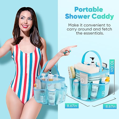 EUDELE Mesh Shower Caddy Portable, 8-Pocket Large Capacity, Quick Dry, Easy Clean, Ideal for Beach, Swimming, Gym, Travel