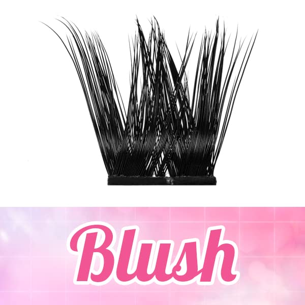 Cluster Lashes 72 Pcs Lash Clusters DIY Eyelash Extension Individual Cluster Eyelashes Blush Style Self-Application Fluffy Super Thin Band Reusable Soft & Comfortable(Blush-D-16mm)