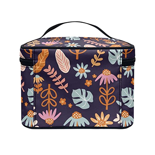 Horeset Abstract Hippie Flower Print Cosmetic Bag Waterproof Fashion Makeup Bag Portable Pouch Accessories for Travel Outdoor