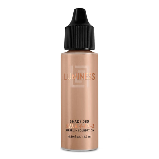 Luminess Air Silk 4-In-1 Airbrush Foundation- Foundation, Shade 080 (.5 Fl Oz) - Sheer to Medium Coverage - Anti-Aging Formula Hydrates and Moisturizes - Professional Makeup Kit for Cordless Air Brush