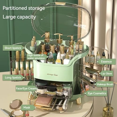 Makeup Organizer & Skincare Organizers, Cosmetic Organizer Box for Countertop with Lid & Drawers, Make Up Storage Organizer with Waterproof & Dustproof Cover, Birthday Gifts for Vanity Women Girls