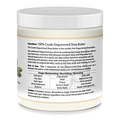 It's Pure Natural - World's First Crude Degummed African Ivory Shea Butter (16 oz) – 100% Pure & Natural Body Butter for Dry, Cracked Skin, Eczema, Stretch Marks & Anti-Aging