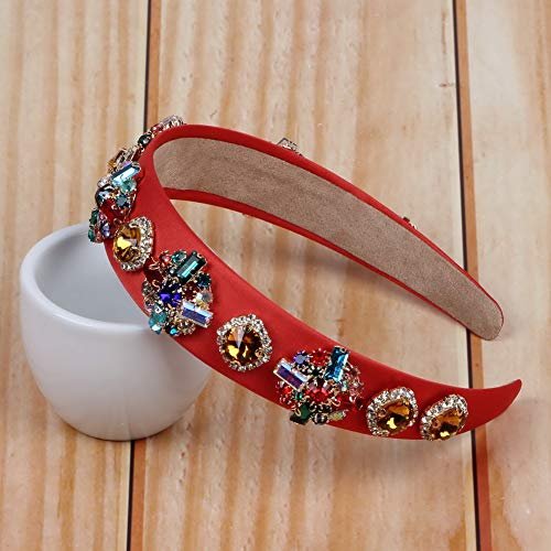 Fashion New Luxury Colorful Glass Crystal Headbands Women Handmade Rhinestone Hairbands Hoop Jewelry Accessories (rosy)