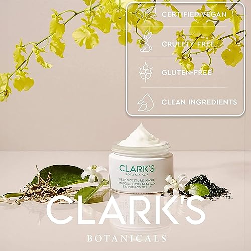 Clark's Botanicals Deep Moisture Mask, Target Dryness, Redness & Inflammation, Stimulate Collagen Production, All Skin Types, 2-in-1 Moisturizer & Invisible Mask, 1.7 Oz