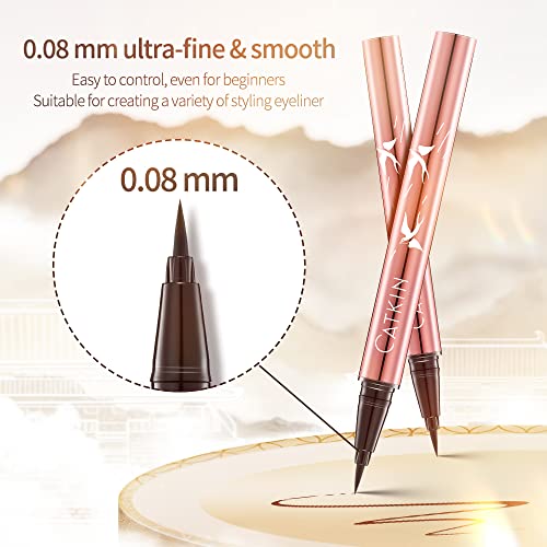 Catkin Liquid Eyeliner Pen Ultra-fine Waterproof Smoothy Stay 24 hrs Long Lasting Quick Drying for Sensitive Eyes Alcohol Free Very Black