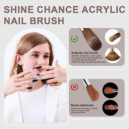 Shine Chance Acrylic Nail Brush Size 4, 100% Real Kolinsky Art Nail Brush for Acrylic Powder Application, Handmade Women Manicure Nail Extension Tool for Professional DIY Home Salon and Beginners