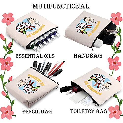 WCGXKO Bubble Tea Love Gift Noodles Lover Gift Japanese Food Enthusiasm Zipper Pouch Cosmetic Travel Bag (Powered By)