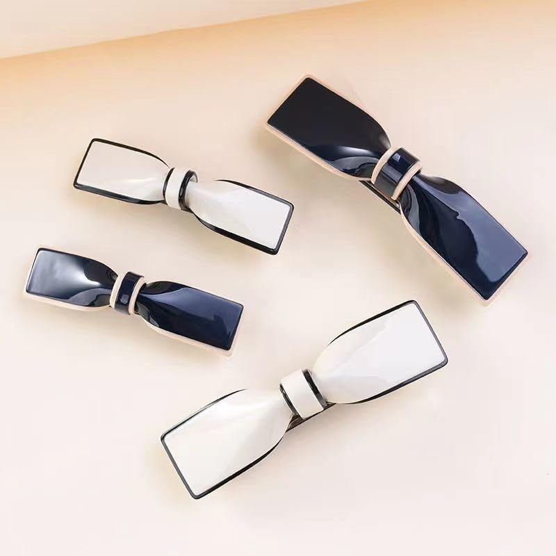 2Pack White French Style Resin Hair Barrettes Fashion Hair Accessories Automatic Clasp Hairgrips geometric Hair Clippers Hairpins for Women Girls