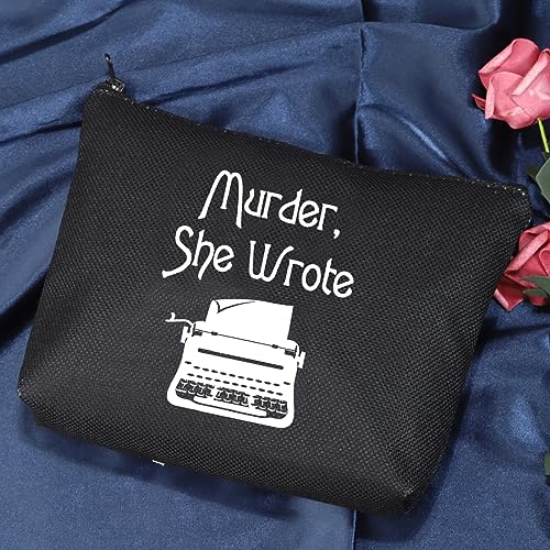 POFULL Murder TV Show inspired Gift Jessica Fletcher Fan Gift Murder Cosmetic Bag (Black She Wrote Bag)