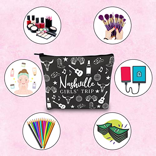 Country Music Themed Bachelorette Party Favor Nashville Girls Trip Bag Travel Gift For Best Friends (BLK-Nashville TRIP)