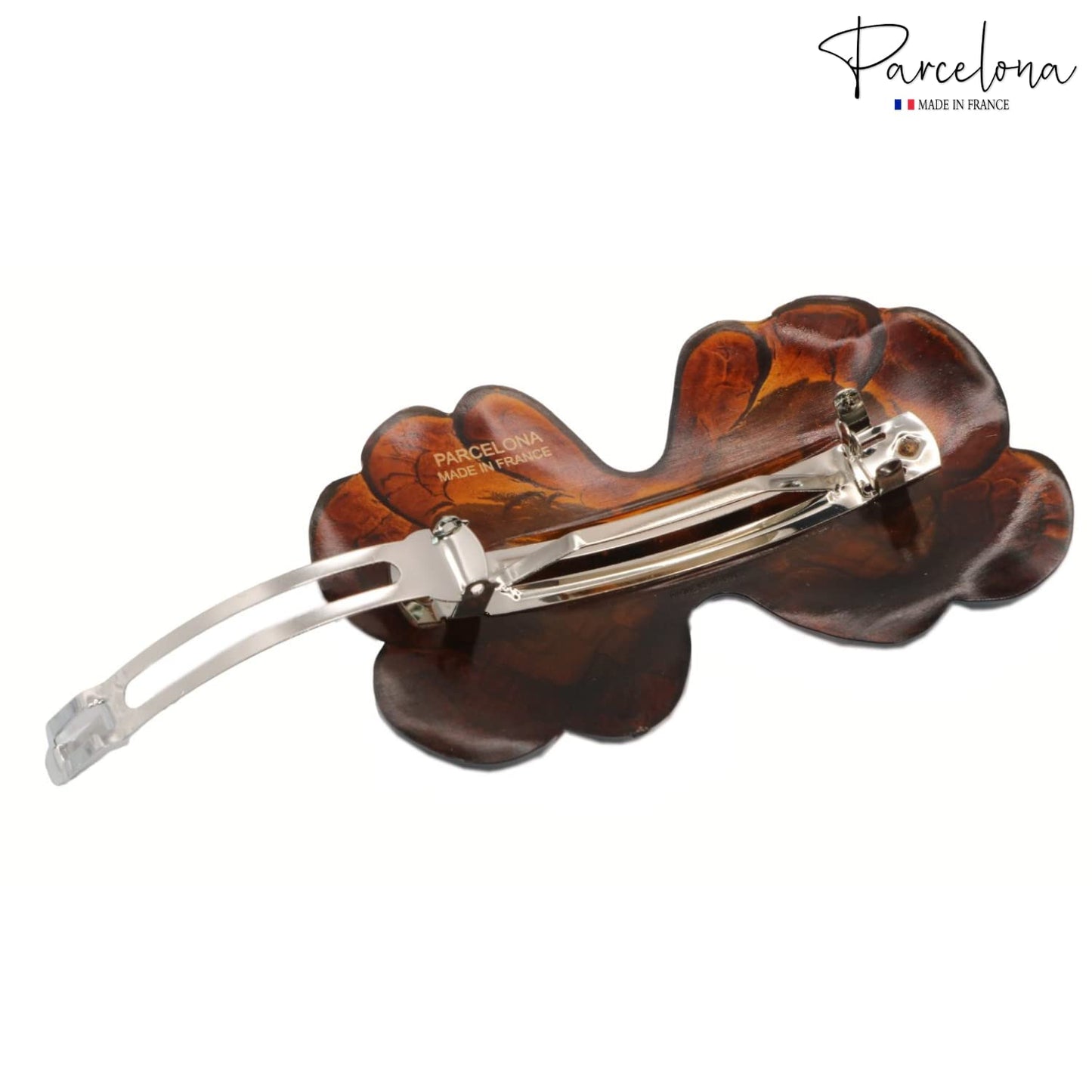 Parcelona French Large Petal 3.5" Celluloid Women Hair Barrette Clip (Brown)