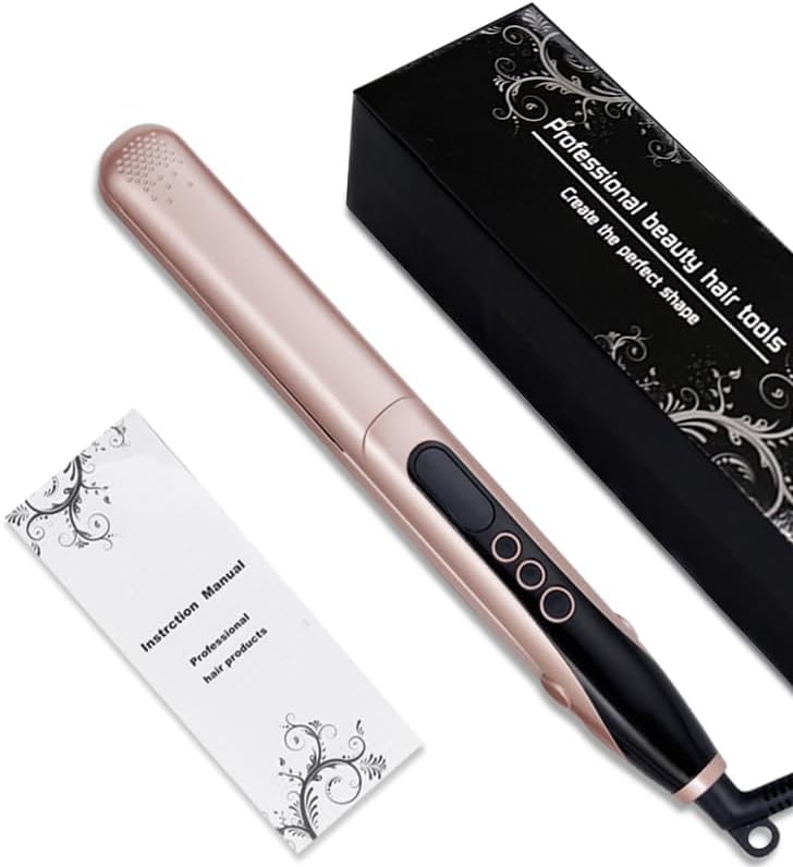 Hair Straightener, Professional Ceramic Plates Straightener for Women Hair Flat Iron and Curler 2 in 1 (Rose Gold)