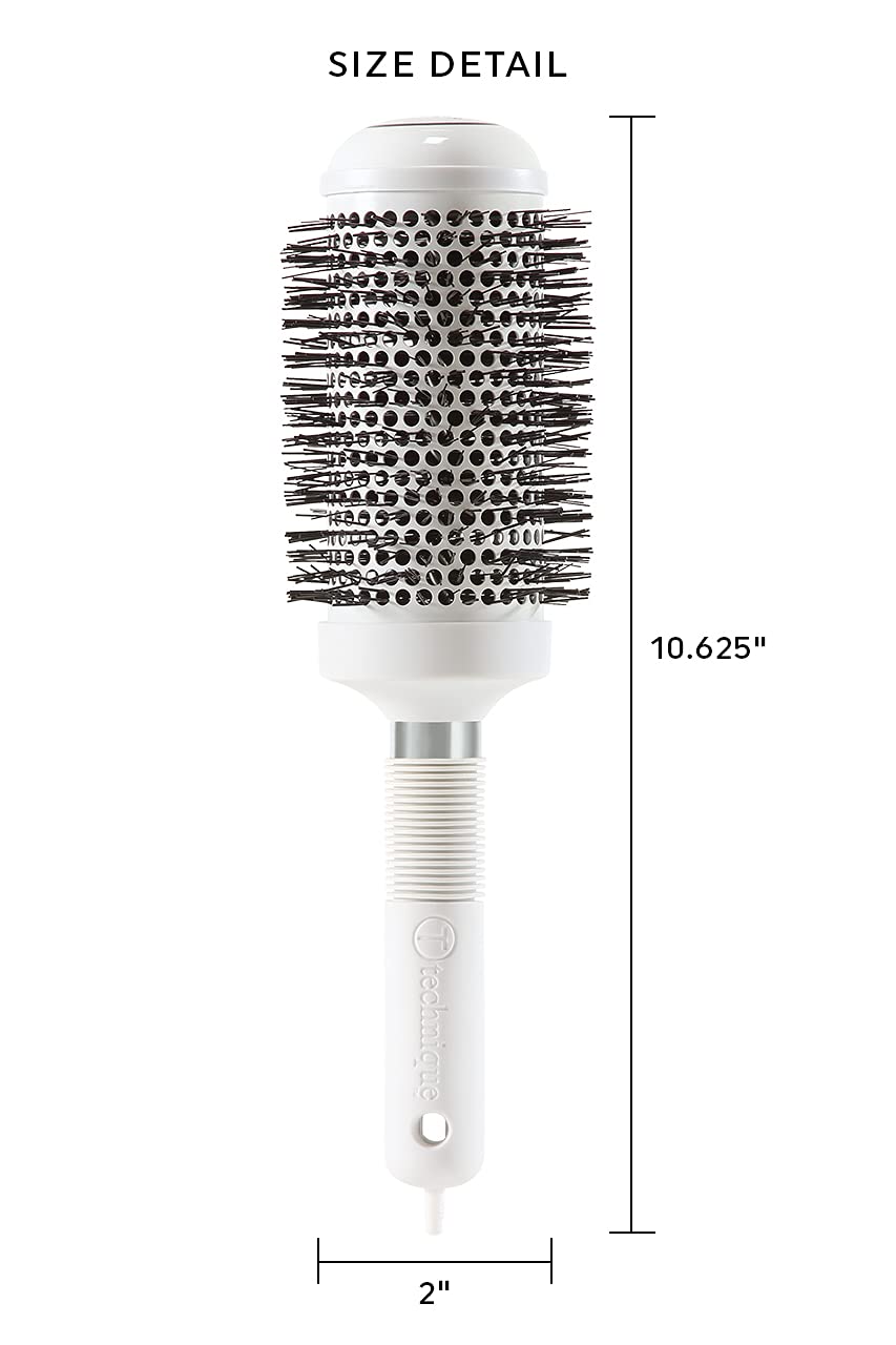 Cricket Technique Silk 2” Thermal Seamless Barrel Hair Brush Ceramic Tourmaline Ionic Bristle Anti-Static Hairbrush for Blow Drying, Curling and Styling for All Hair Types white