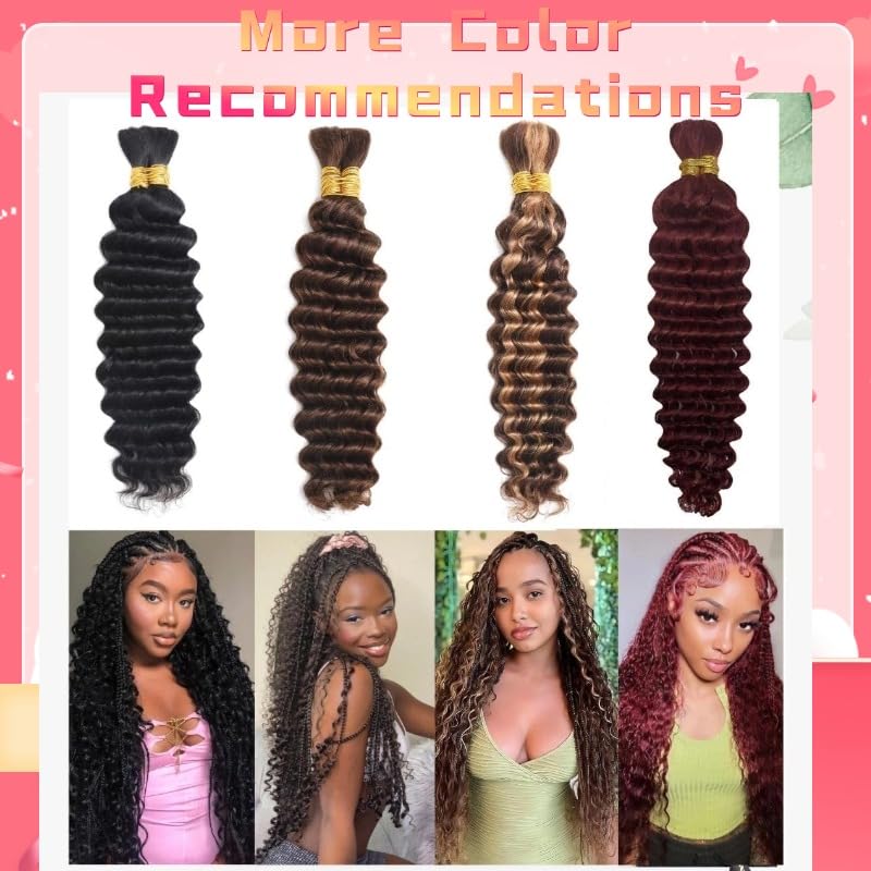 Human Braiding Hair For Boho Braids 100g Deep Wave Bulk Human Hair for Braiding 12A Brazilian Virgin Human Hair No Weft Curly Human Hair Extension Wet and Wavy Human Hair Braiding Hair (1B, 22 Inch)