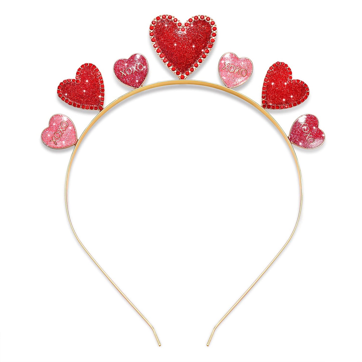 HEIDKRUEGER Valentine's Day Headbands Rhinestone Glitter Love Heart Hairband Sweet XO Heart Hair Hoop Accessories Valentine's Day Gifts