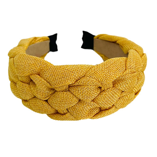 QTMY Braided Knotted Headband for Women,Boho Hippie Headband Hair Hoop Accessories Headwear Jewelry,725-23 (Yellow)