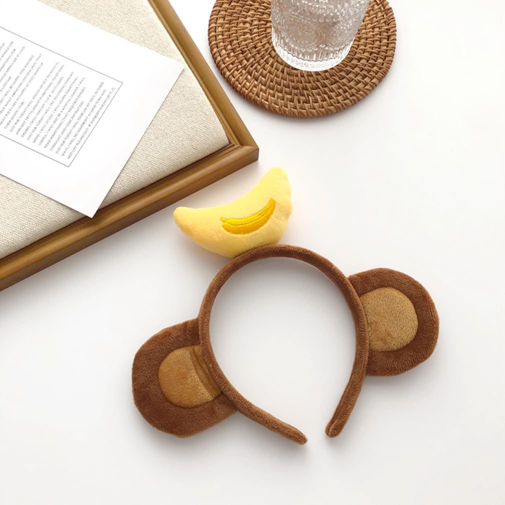 Women Cartoon Hair Accessories Cute Yellow Banana Brown Monkey Ears Headbands Girl Animal Big Ear Hairbands Festive Funny Props Hair Clips