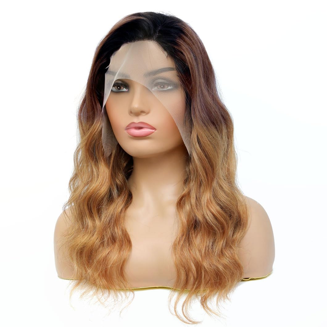 TQPQHQT 13x6 Ombre Body Wave Lace Front Wigs Human Hair Pre Plucked With Baby Hair T1B/4/27 HD Transparent Frontal Wigs Human Hair Body Wave Glueless Wigs Human Hair Lace Front Wigs for Women 18inch