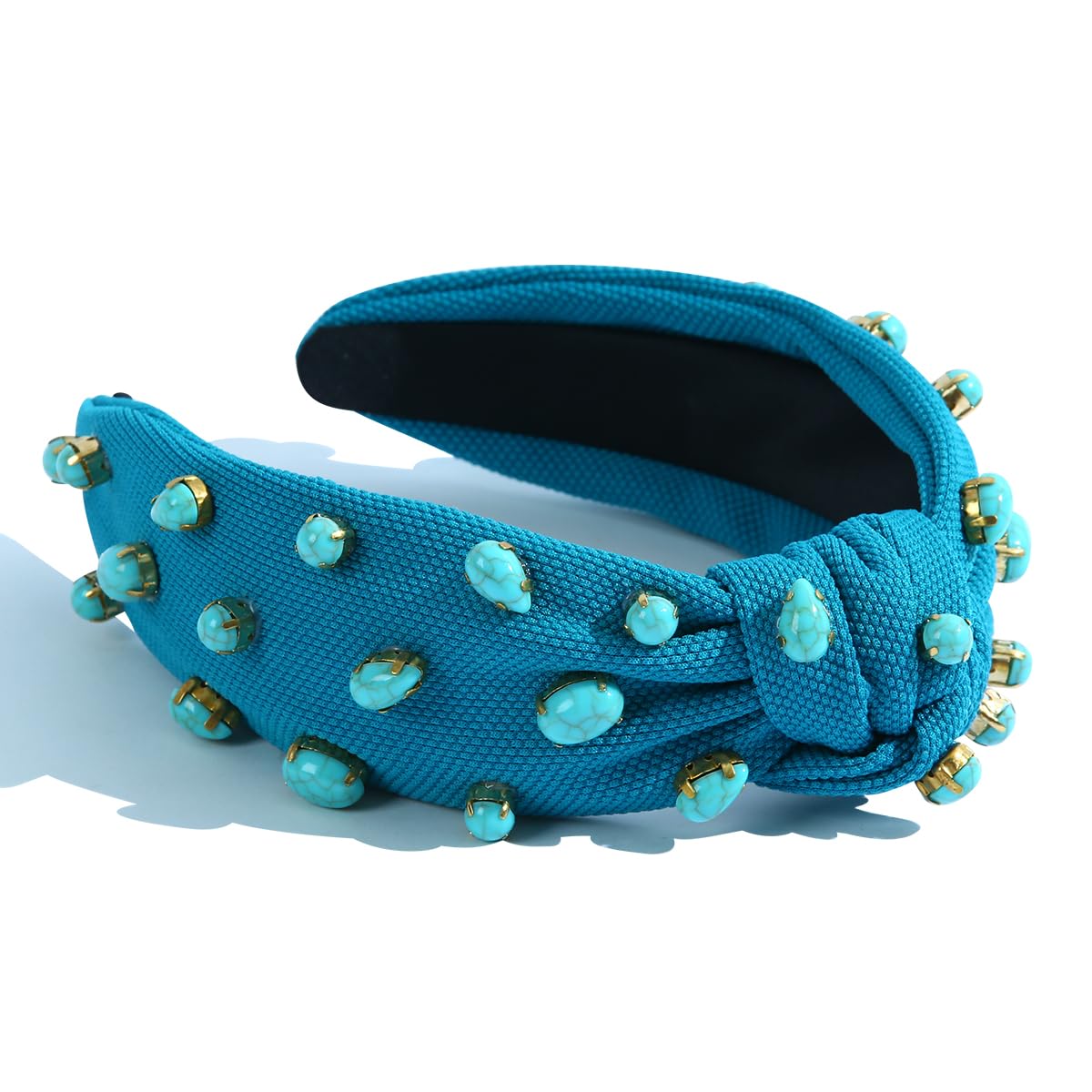 FEDANS Women Knotted Headband Crystal Turquoise Embellished Mixed Top Blue Hairband Rhinestone Hair accessories for Girls