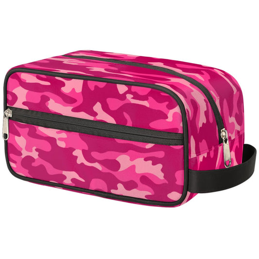 Pink Camo Camouflage Pattern Travel Toiletry Bag for Women Men Lightweight Cosmetic Makeup Bag Organizer Waterproof Shaving Bag Dopp Kit with Large Capacity for Toiletries and Shaving Accessories