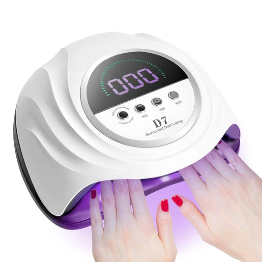 208W UV LED Nail Lamp, Professional UV Nail Dryer Light with 66Pcs Lamp Beads, Fast Gel Curing Lamp 4 Timer Setting Auto Sensor, Portable Handle Gel Polish Lamp for Salon and Home Nail Art Tools