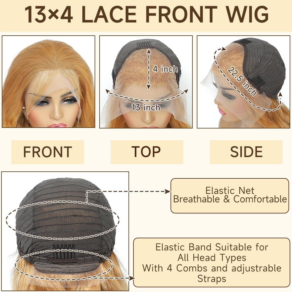 PLAASET Honey Blonde Lace Front Wig Human Hair Pre Plucked 200% Density Body Wave Honey Blonde HD Lace Front Wigs Human Hair 27# Colored Ash Blonde Wig Human Hair 13X4 HD Lace Frontal Wigs 20 Inch