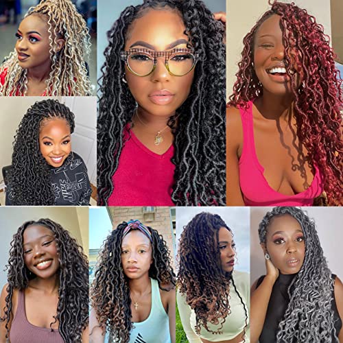 Goddess Locs Crochet Hair 10 Inch, 7 Packs Faux Locs Crochet Hair for Black Women, Boho Locs Crochet Braids Pre Looped River Locs Crochet Hair with Curly Ends (10 Inch 7 Packs, 1B/30/27)