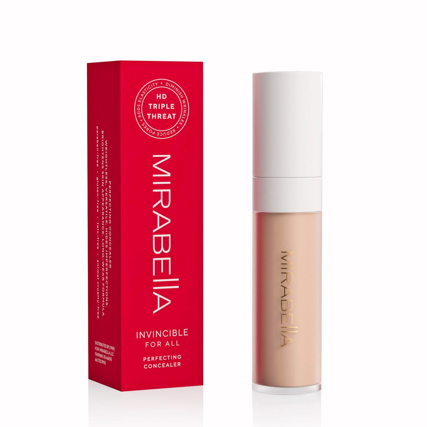 Mirabella Invincible For All Perfecting Under Eye Concealer Full Coverage - Hydrating Makeup Concealer for Dark Circles, Fine Lines & Wrinkles w/Hyaluronic Acid - Fair F60