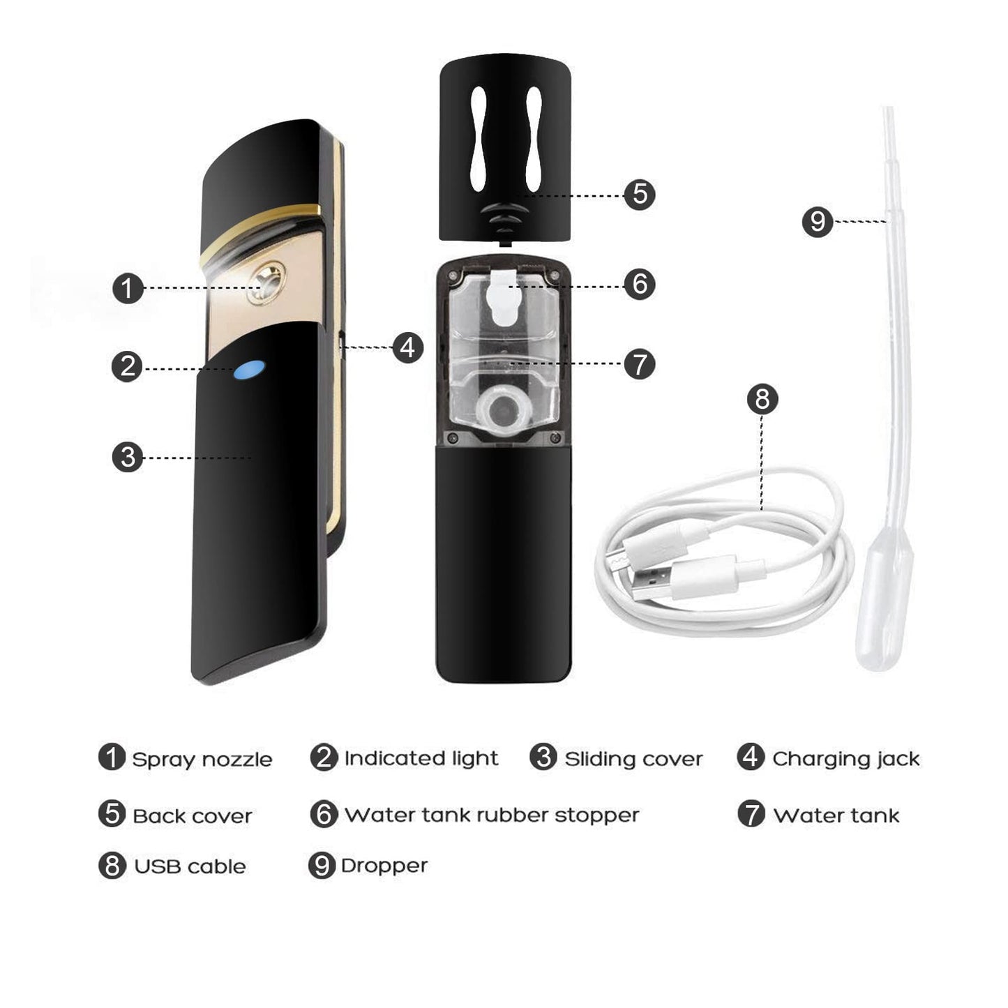 Kingsmile Exquisite Face Mister, Portable Nano Mist Sprayer, Facial Mister, Cool Face Moisturizing, Handy Hydrating Nano Mister for Lash Extensions, Skin Hydration Refreshing, Easy to Use and Carry