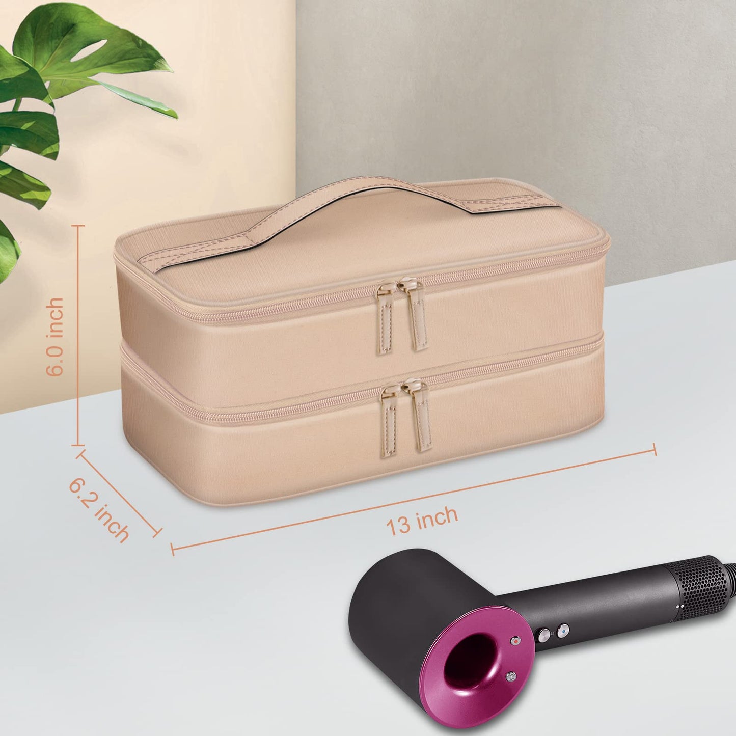 SITHON Travel Case for Shark FlexStyle/SpeedStyle Styler/HyperAir Dryer, Double-Layer Water Resistant Storage Carrying Organizer Bag Compatible with Dyson Supersonic (Bag Only), Rose Gold