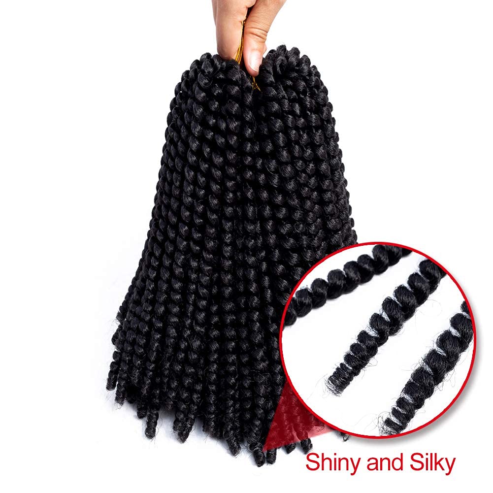 Spring Twist Hair 12 Inch Spring Twist Crochet Hair 6 Packs Spring Twist Braiding Hair For Butterfly Locs Soft Locs Low Temperature Synthetic Fiber Fluffy Hair Extensions (12 Inch,1#)