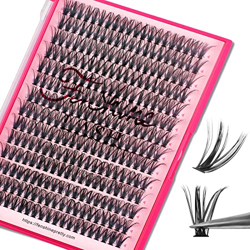 Fenshine Cluster Lashes Individual Lashes Wide Stem 0.07D 20D Curl 18mm DIY Eyelash Extension Individual Soft False Lashes for Personal Use at Home