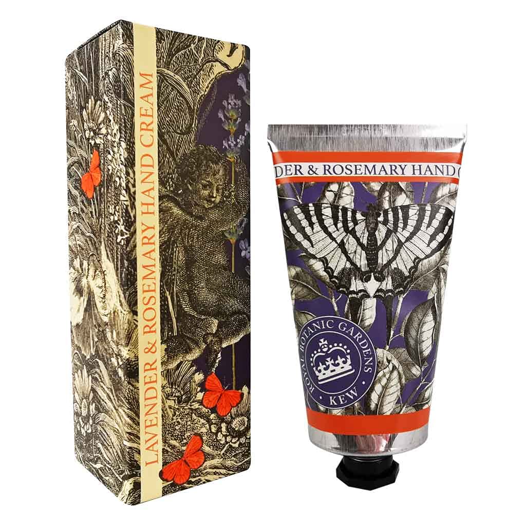 The English Soap Company Royal Botanical Gardens Kew Hand Cream, Luxury Lavender Hand Cream, Moisturising Hand Cream for Men and Women, Lavender and Rosemary Scent 75ml