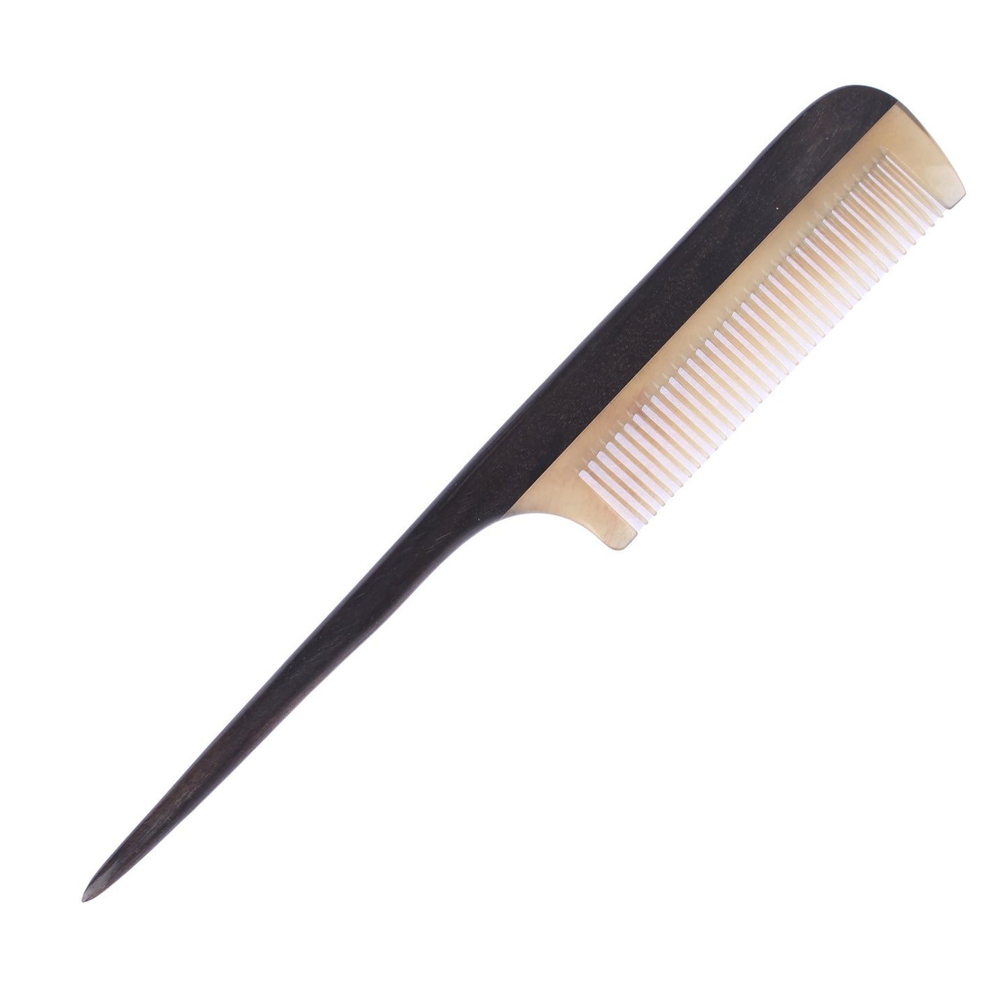 Breezelike Hair Combs - Fine Tooth Sheep Horn Comb with Chacate Preto Wood Tail - No Static Teasing Hair Comb for Women