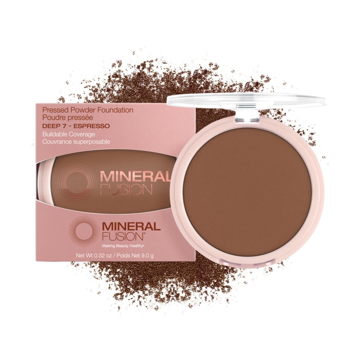 Mineral Fusion Pressed Powder Foundation, Deep 7 - Deep Skin w/Neutral Undertones, Age Defying Foundation Makeup with Matte Finish, Talc Free Face Powder, Hypoallergenic, Cruelty-Free, 0.32 Oz