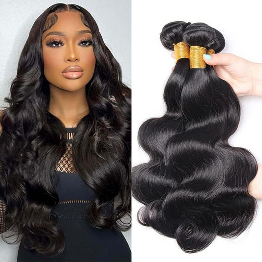 ADOIFAIR Human Hair Bundles 14 16 18 Inch Body Wave Bundles Human Hair 12A 100% Unprocessed Brazilian Virgin Human Hair 3 Bundles Body Wave Natural Color Human Hair Extensions