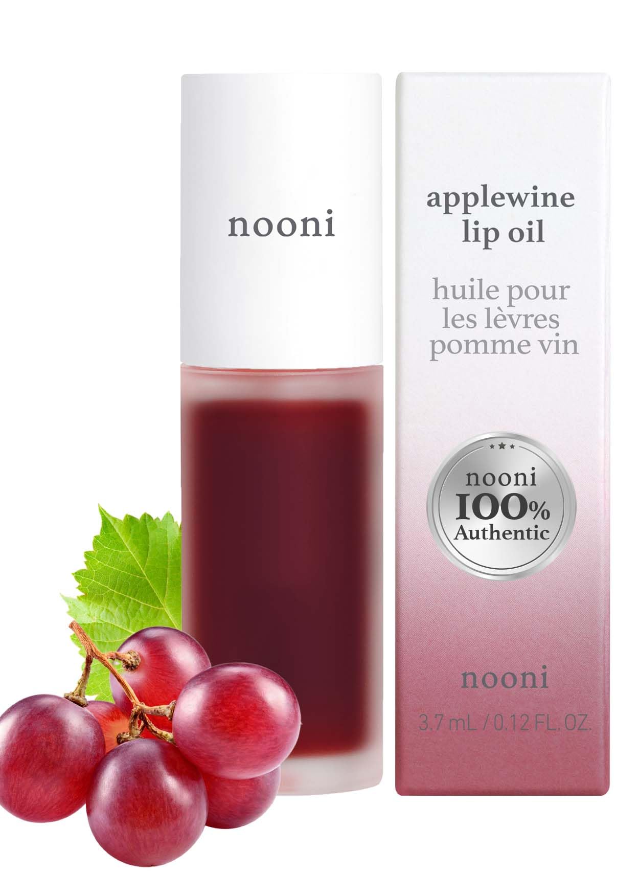 NOONI Korean Lip Oil - Applewine | Moisturizing, Softening and Tinting for Dry Lips with Apple Seed Oil, Long Lasting, Glass Skin Look, 0.12 Fl. Oz. (Deep Red)