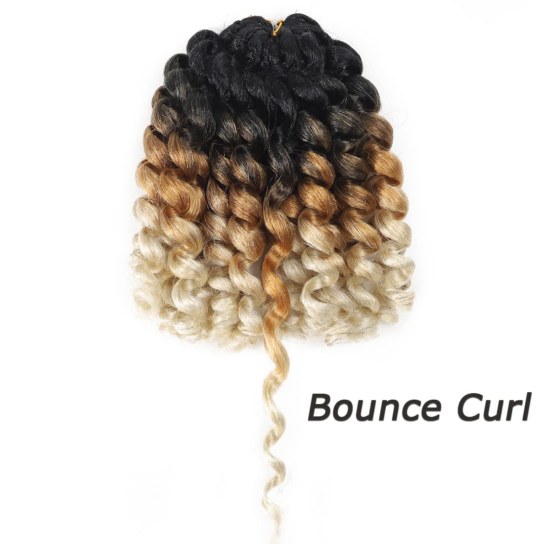 Crochet Braids Hair 8 Inch 3 Pack Jamaican Bounce Wand Curl Crochet Hair Synthetic Braiding Hair Extension Twist Crochet Hair (3 PCS,1B/27/613)