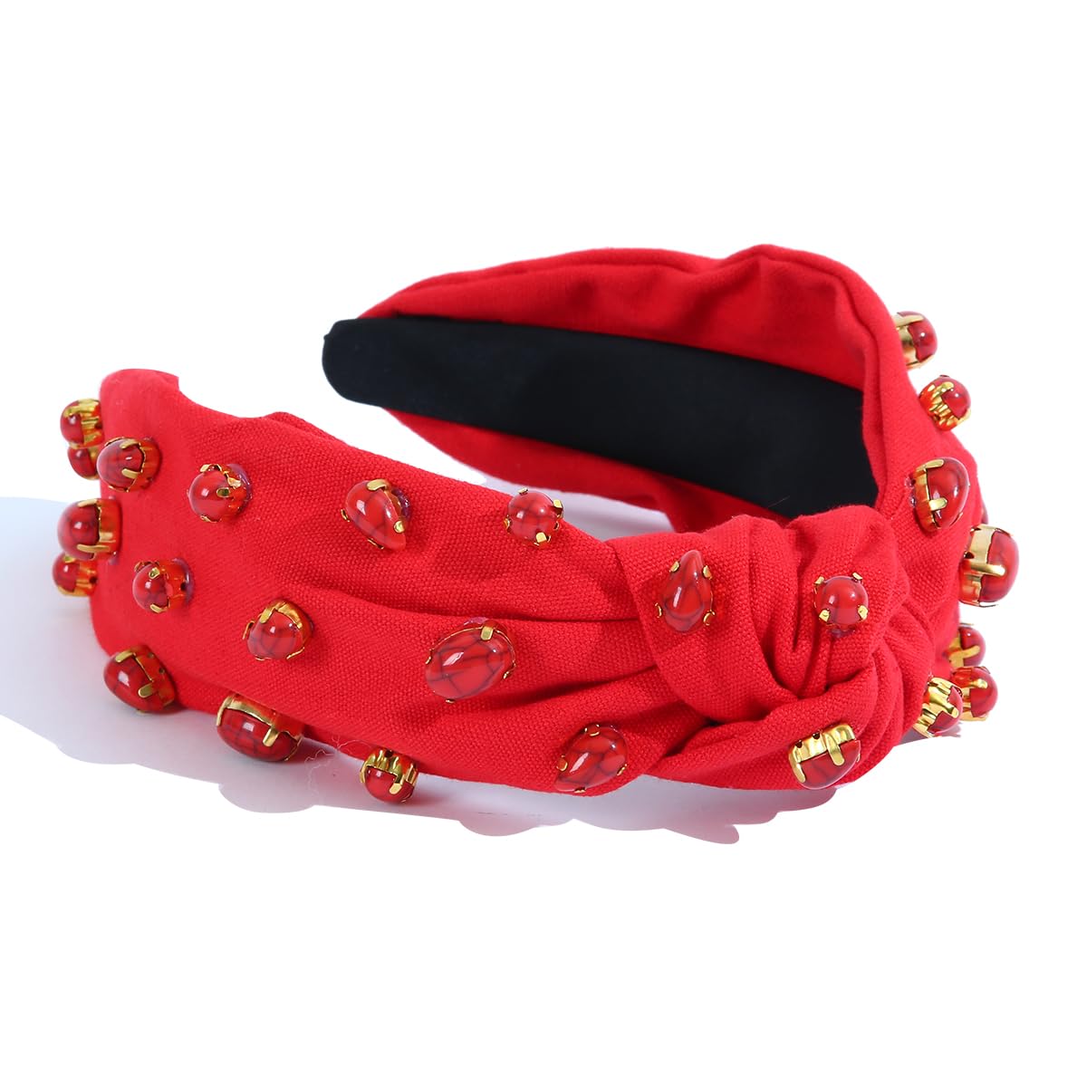 FEDANS Women Knotted Headband Crystal Red Turquoise Embellished Mixed Top Hairband Rhinestone Holiday Fashion Hair accessories for Girls