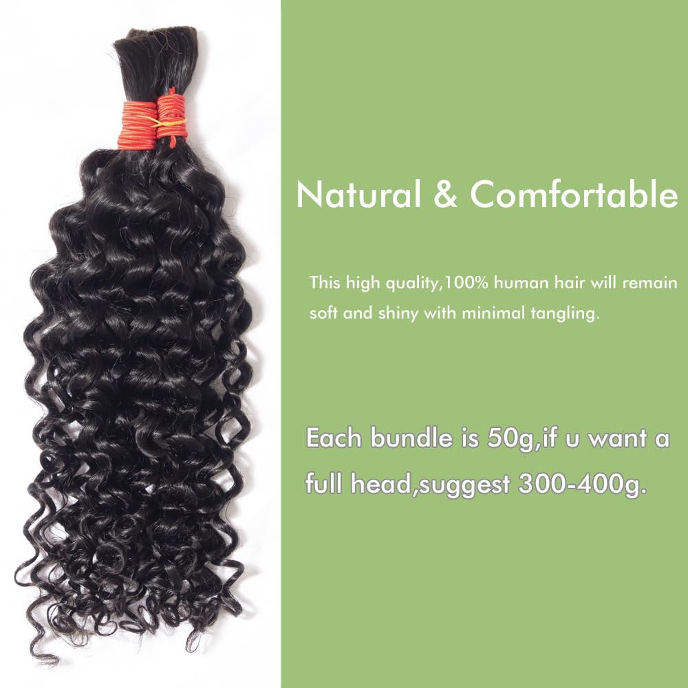 YOMIO Human Braiding Hair Water Wave Bulk 24 Inch 100g (1Pack-2Bundles) Human Hair for Braiding No Weft Human Hair Bundles for Braiding Wet and Wavy Human Hair Braiding Hair for Boho Braids