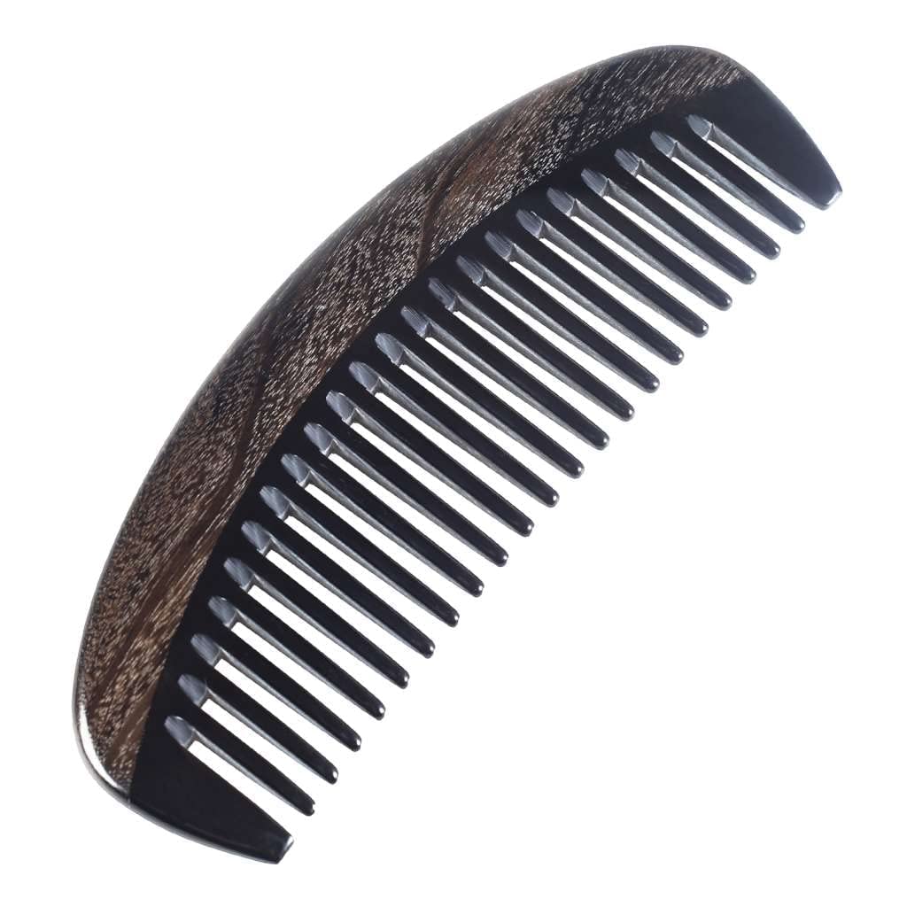 Onedor Handmade 100% Natural Chacate Preto Wood Hair Combs - Anti-Static Sandalwood Scent Natural Hair Detangler Wooden Comb (Oval Wide Tooth Fine Tooth Set)