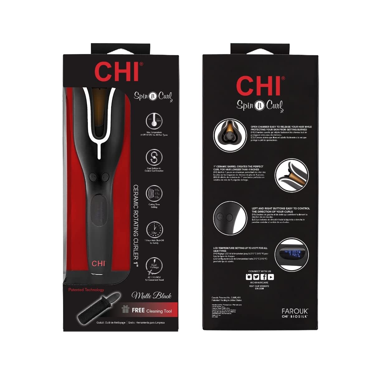 CHI Spin N Curl Curling Iron & Chi Silk Infusion Kit, Black (Packaging May Vary)