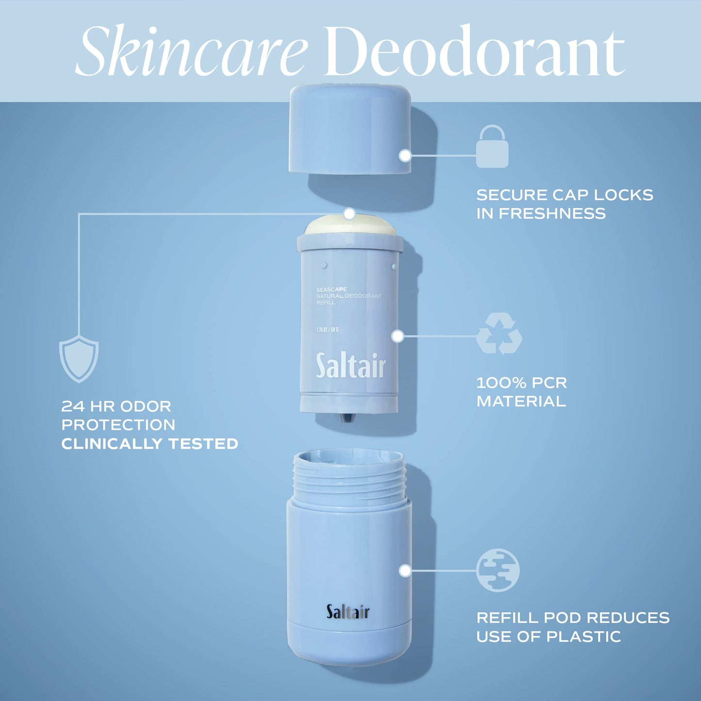 Saltair - Natural Deodorant - Made with Skincare Ingredients (Seascape)