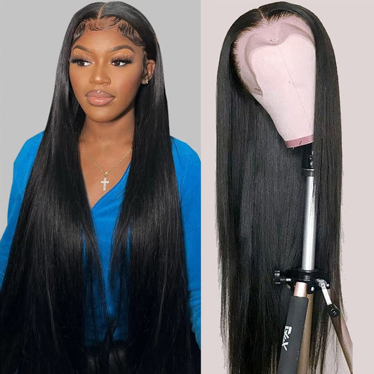 FDX 16 Inch Straight HD Lace Front Wigs Human Hair Pre Plucked 13x4 Lace Front Wigs Human Hair 180 Density Transparent Frontal Wigs Human Hair Lace Brazilian Human Hair Wigs for Black Women Glueless