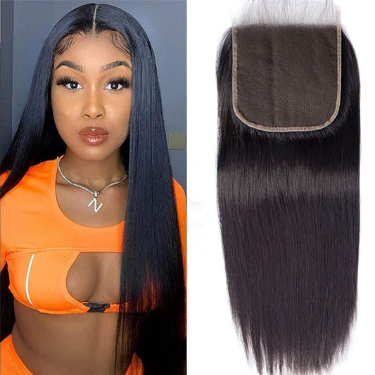 Cheap 5X5 hd Lace Closure Human Hair HD Transparent Lace Closure 5X5 Straight 100% Unprocessed Brazilian Human Hair Closure For Black Women Pre Plucked With Baby Hair Free Part Natural Color 20 Inch